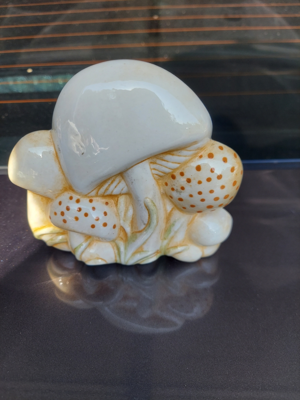 Ceramic Mushroom Napkin Holder- White with Orange Accents